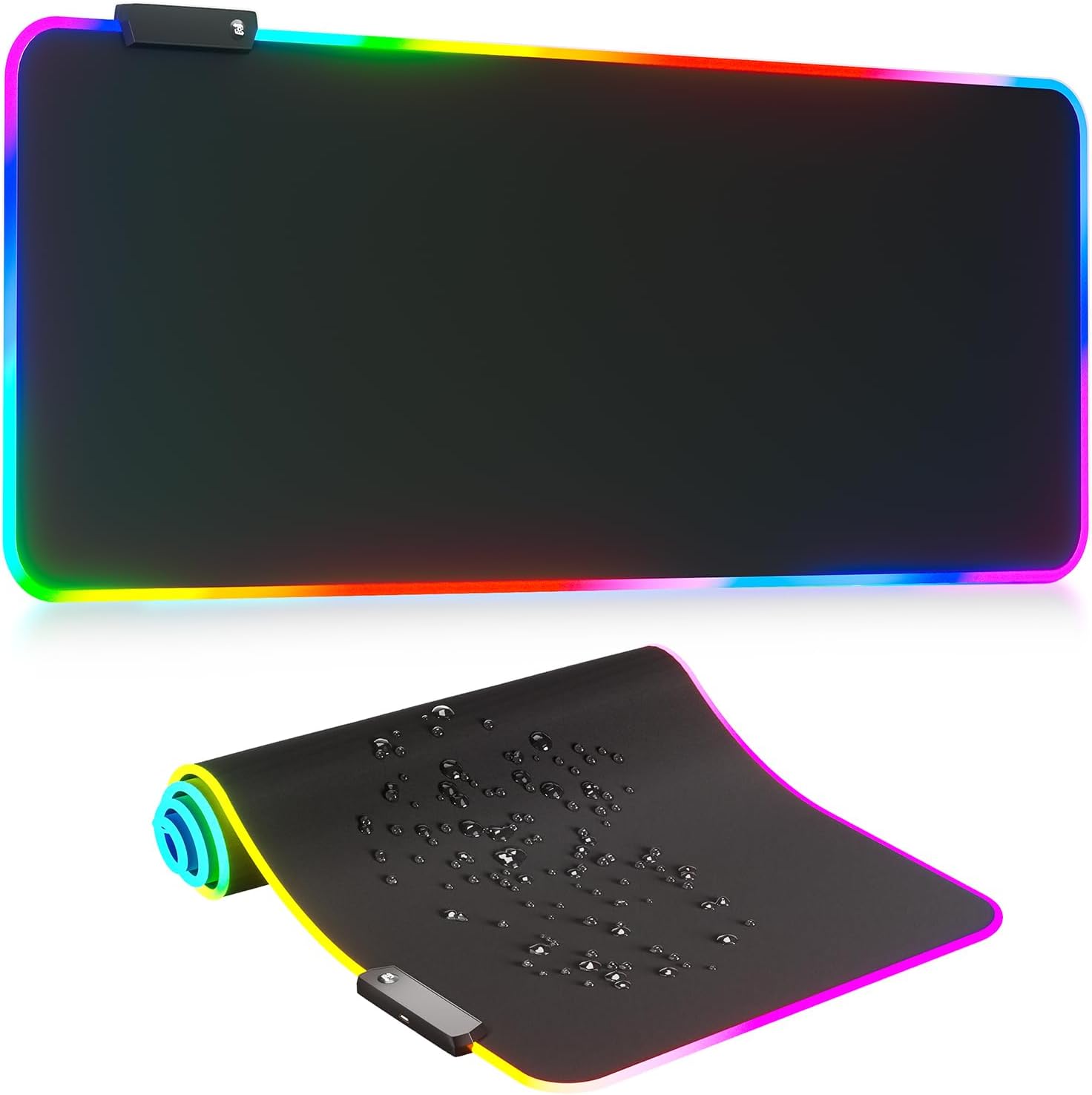 Black XL RGB LED Mouse Pad with an illuminated multicolor border